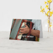 アコーディオン奏者アコーディオンパーティー開始誕生日 カード (黄色い花)