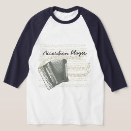 アコーディオン奏者ラグラン・ベースボールTシャツ Tシャツ