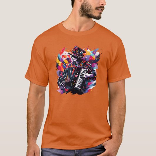 アコーディオン奏者 アコーディオン楽器 音楽アート Tシャツ (正面)