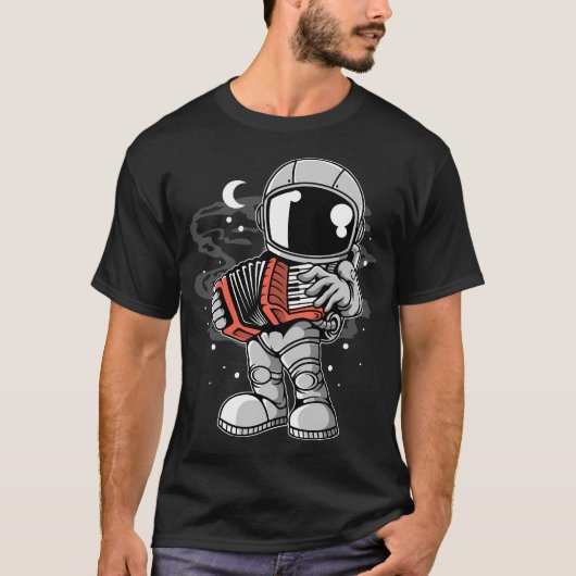 アコーディオン宇宙飛行士おもしろい- Outer Space Lovers Tシャツ (正面)