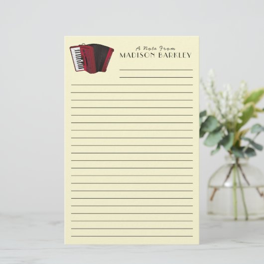 アコーディオン楽器ミュージシャン音楽先生 便箋 (スタンド正面)