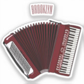 アコーディオン漫画イラストレーション シール (正面)