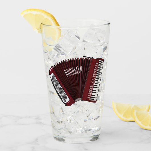 アコーディオン漫画イラストレーション タンブラーグラス (アイス正面)