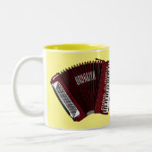 アコーディオン漫画イラストレーション ツートーンマグカップ (左)