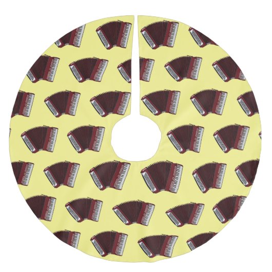 アコーディオン漫画イラストレーション ブラッシュドポリエステルツリースカート (正面)