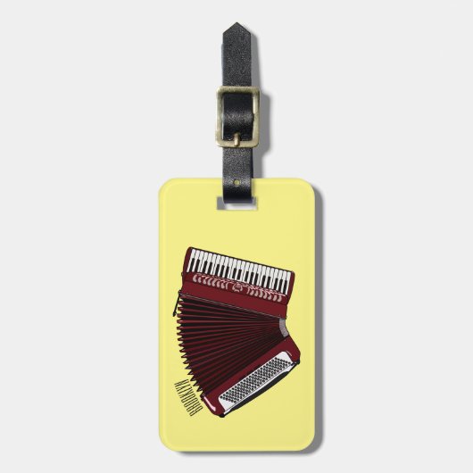 アコーディオン漫画イラストレーション ラゲッジタグ (正面縦)