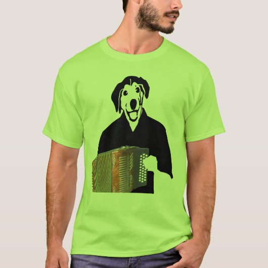 アコーディオン犬プレーヤーのおもしろいなケージャン音楽Tシャツ Tシャツ (正面)