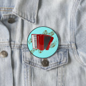 アコーディオン赤(ターコイズ背景) 缶バッジ (インサイチュ)