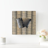 アコーディオン転が~シート音楽の背景~音楽 スクエア壁時計 (ホーム)