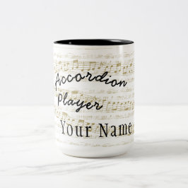 アコーディオン選手あなたの名前と大きなマグカップ ツートーンマグカップ