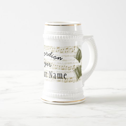 アコーディオン選手のビアスタインマグあなたの名前 ビールジョッキ (正面右)