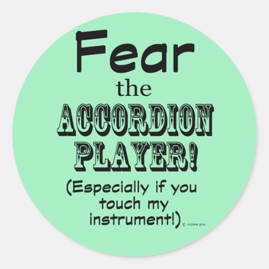 アコーディオン選手のラウンドクラシックステッカーを恐れる ラウンドシール (正面)