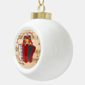 アコーディオン音楽、クリスマスデザイン、 セラミックボールオーナメント (右)