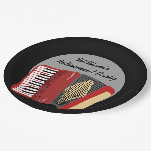 アコーディオン黒番と赤番のプレイヤーパーティー ペーパープレート (アングル)