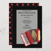 アコーディオン黒番と赤番のプレイヤーパーティー 招待状 (正面/裏面)