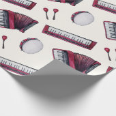 アコーディオン、タンバリン、キーボード、カスタネット ラッピングペーパー (角)