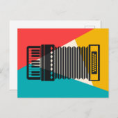 アコーディオン トリカラー - ターコイズ コーラル ゴールド ミュージック ポストカード (正面/裏面)