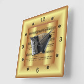 アコーディオン～曲線音楽～金ゴールド背景～ スクエア壁時計 (傾斜)