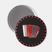 アコーディオン：赤アコーディオン マグネット (正面/裏面)