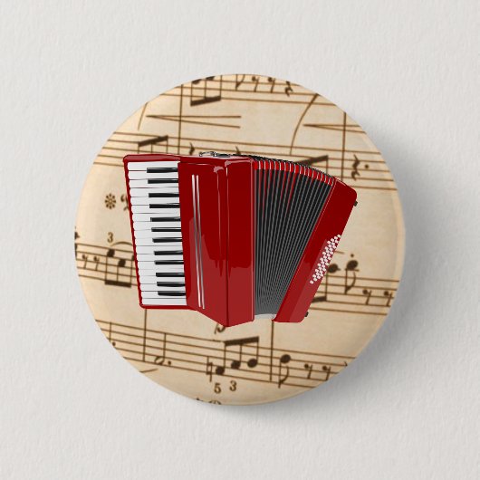アコーディオン:赤アコーディオン 缶バッジ (正面)