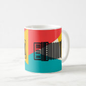 アコーディオンTri-Color – コーラルターコイズ金ゴールド音楽 コーヒーマグカップ (正面右)