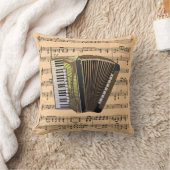 アコーディオンw/Sheet音楽背景の~のミュージカルInstr クッション (ブランケット)