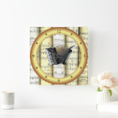 アコーディオ転がン～シート音楽～金ゴールドリングや輪～ * ～ スクエア壁時計 (ホーム)