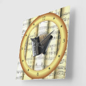アコーディオ転がン～シート音楽～金ゴールドリングや輪～ * ～ スクエア壁時計 (傾斜)