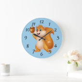 アコーンを使った漫画リス ラージ壁時計 (ホーム)