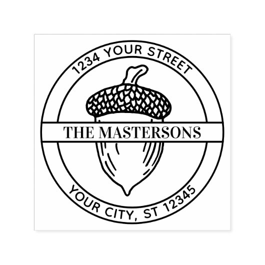 アコーンウィズファミリーネームイニシャル差出人住所Rbn2 セルフインキングスタンプ (デザイン)