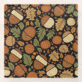 アコーンパターンハーベストデイコースター ガラスコースター (正面)