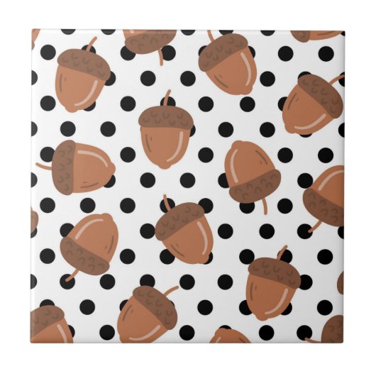 アコーンブラックドット秋Y2Kパターン タイル (正面)