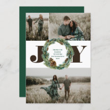 アコーンリース3フォトクリスマスホリデーフラットカード