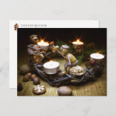 アコーン小人オン降臨リース – クリスマスポストカード ポストカード (正面/裏面)