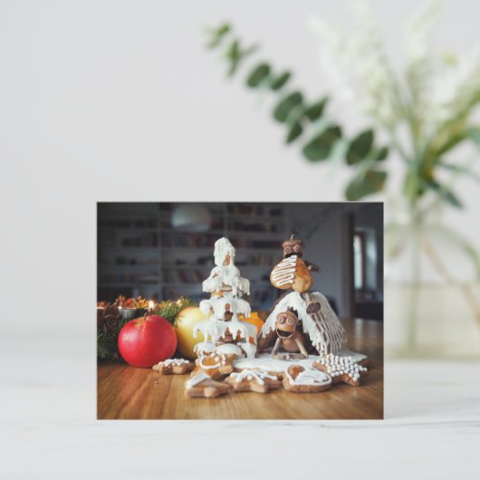 アコーン小人食べズのクリスマスのジンジャーパン ポストカード (スタンド正面)