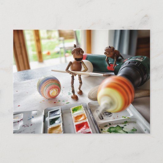 アコーン小人飾のイースターエッグイースターポストカード ポストカード (正面)