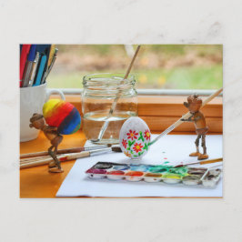 アコーン小人飾のイースターエッグイースターポストカード ポストカード