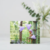 アコーン小妖精や小人と青い鐘の花の夏 ポストカード (スタンド正面)