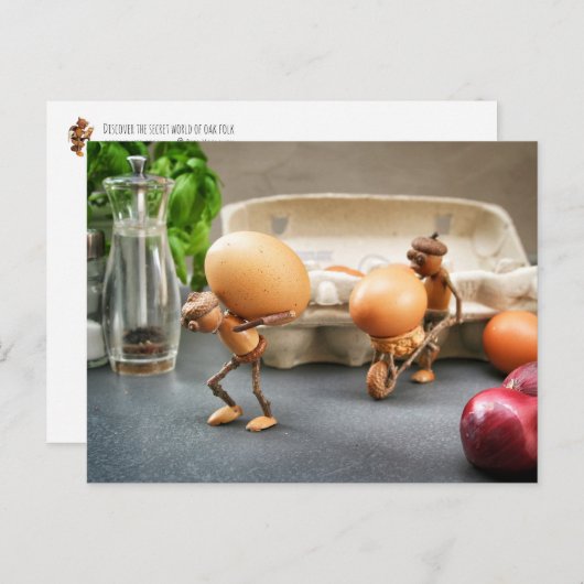 アコーン小妖精や小人はキッチンイースターで卵を盗む ポストカード (正面/裏面)