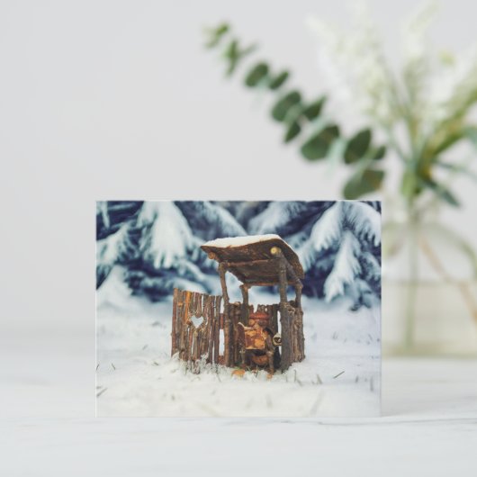 アコーン小妖精や小人は冬にトイレに座って ポストカード (スタンド正面)