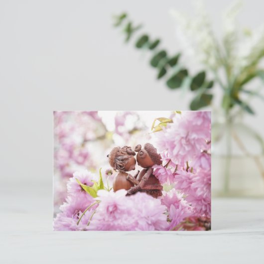 アコーン小妖精や小人オンザブロッサムの木はがき ポストカード (スタンド正面)