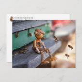 アコーン小妖精や小人ビーキーパー春はがき ポストカード (正面/裏面)