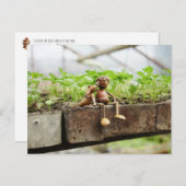 アコーン小妖精や小人春庭師はがき ポストカード (正面/裏面)