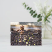 アコーン小妖精や小人春庭師はがき ポストカード (スタンド正面)