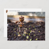 アコーン小妖精や小人春庭師はがき ポストカード (正面/裏面)