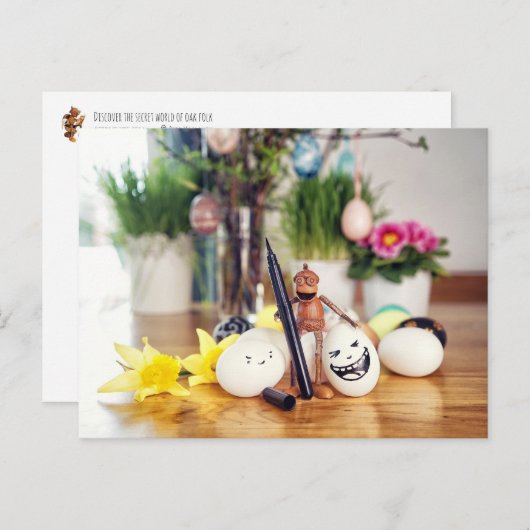 アコーン小妖精や小人絵画のイースターエッグイースターポストカード ポストカード (正面/裏面)