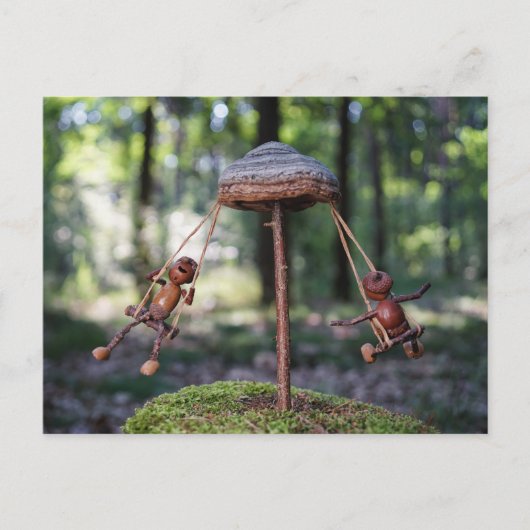 アコーン小妖精や小人遊ズオン回転木馬 ポストカード (正面)