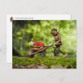 アコーン小妖精や小人運ガールズイチゴ ポストカード (正面/裏面)