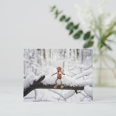 アコーン小妖精や小人食べズスノー – 冬はがき ポストカード (スタンド正面)