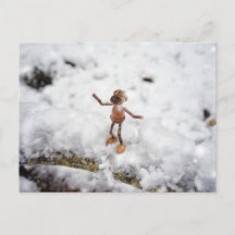 アコーン小妖精や小人食べズスノー – 冬はがき